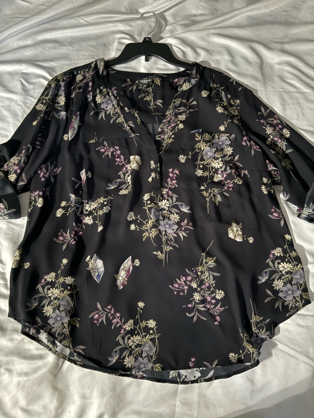 Torrid Black Floral Chiffon Harper Pullover Blouse – Size 2 (2X)